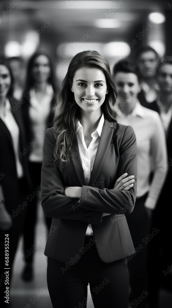 Professional Woman in front of Blurred Background with Other Employees, Best Candidate Concept
Professional Woman in front of Blurred Background with Other Employees, Best Candidate Concept