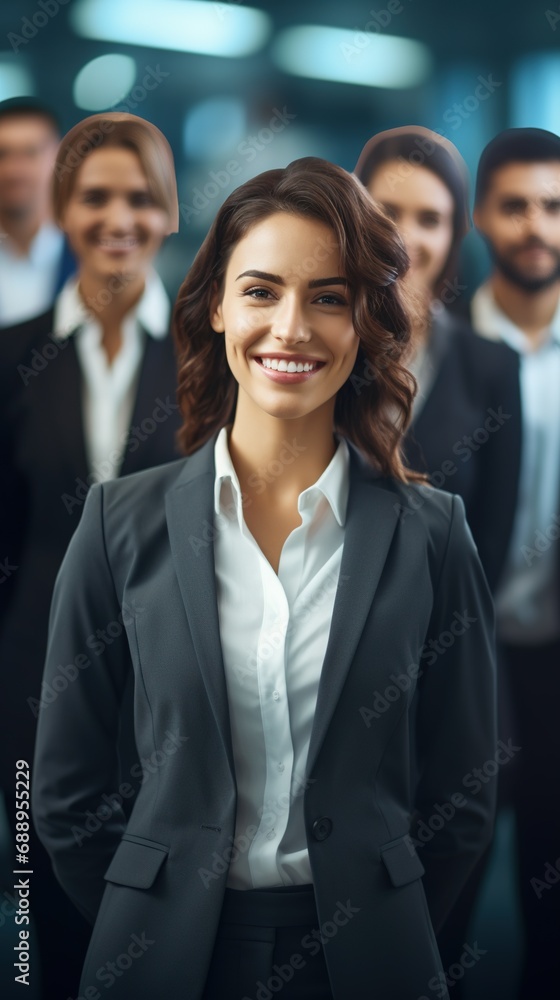 Professional Woman in front of Blurred Background with Other Employees, Best Candidate Concept
Professional Woman in front of Blurred Background with Other Employees, Best Candidate Concept