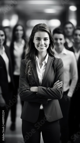 Professional Woman in front of Blurred Background with Other Employees, Best Candidate Concept 