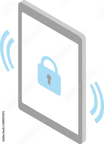 安全にロックされたタブレット端末のアイソメトリックイラスト1