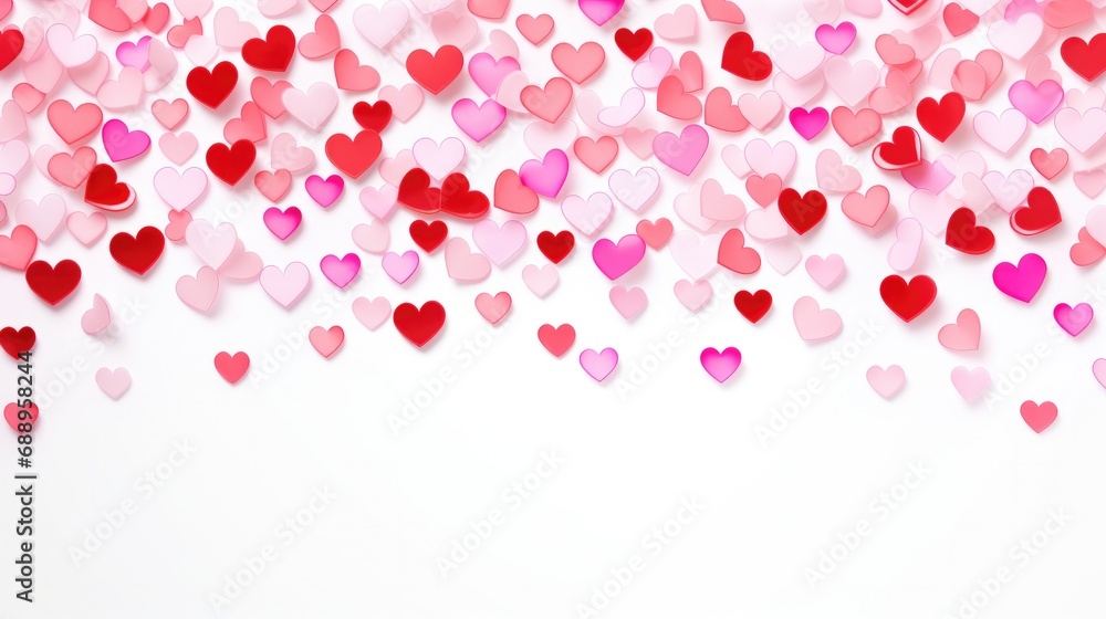 Valentine's Day background with pink and red hearts. Seasonal holiday celebration.