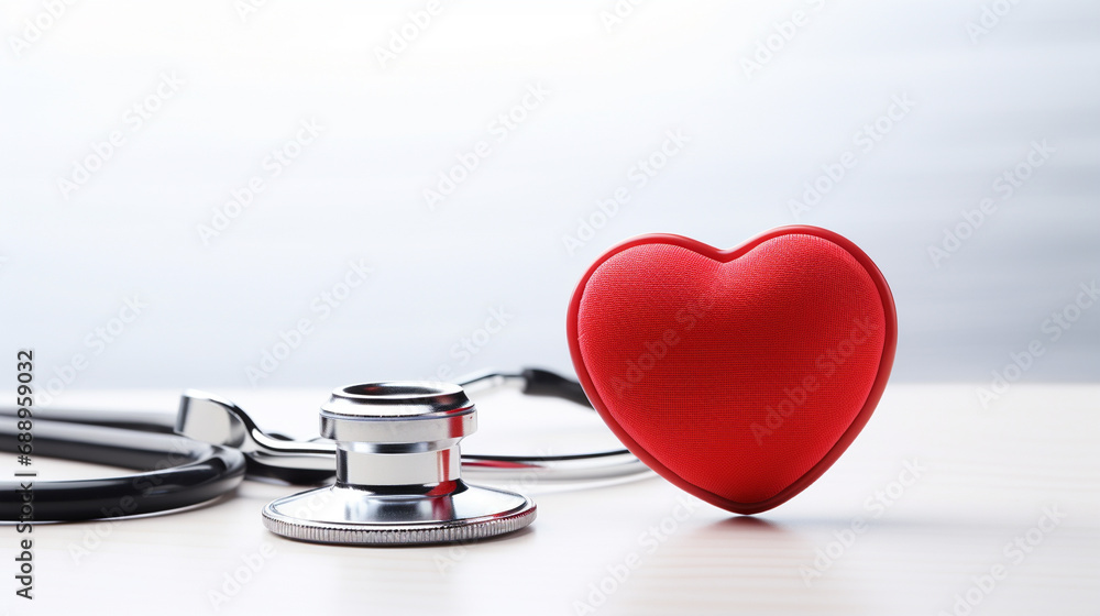 Stethoscope and heart, white background, health and life insurance concept Stethoscope and heart, white background, health and life insurance concept