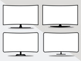 4K TV flat screen, plasma, realistic illustration, White blank monitor mockup. wide flatscreen monitor .