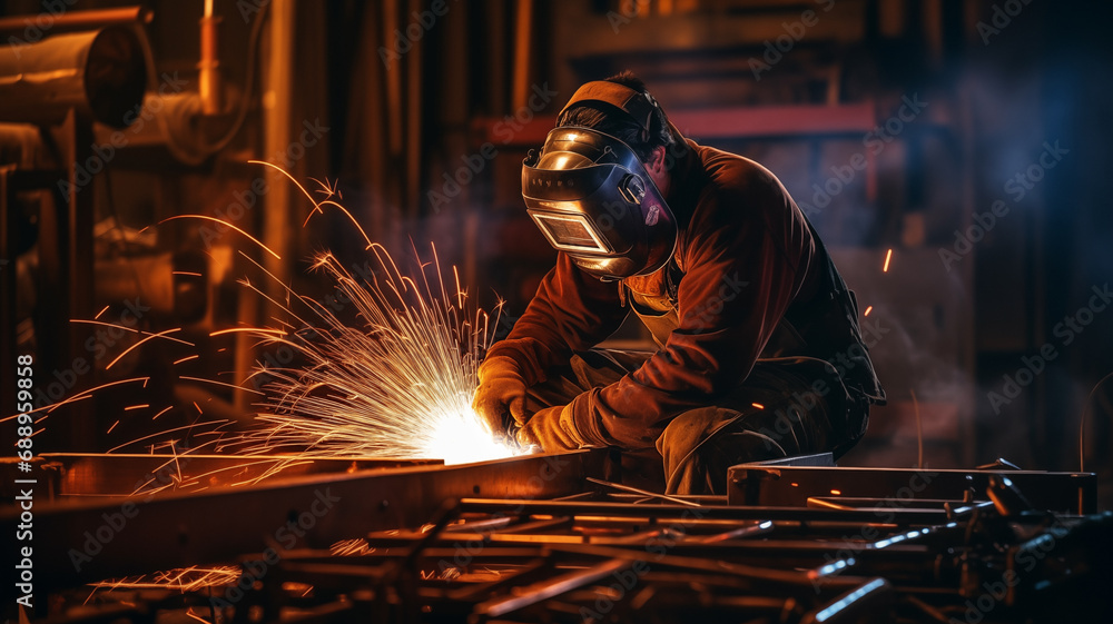 Welder at work. Industrial welding Welder at work. Industrial welding