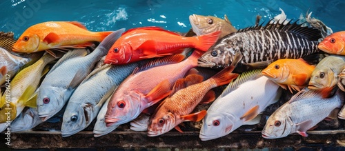 Various types of fish are sold in Naples, Italy's historical market.