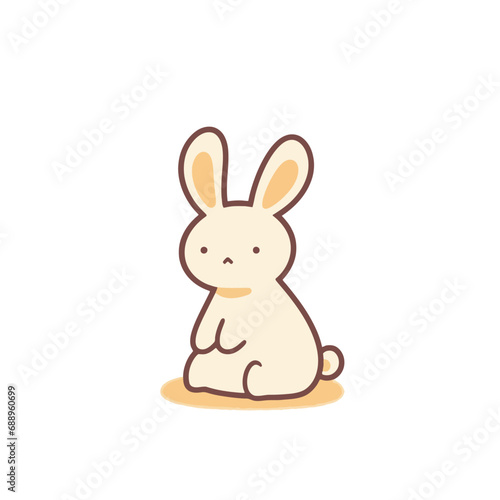 Cute cartoon rabbit sleeping on a white background. Vector illustration.