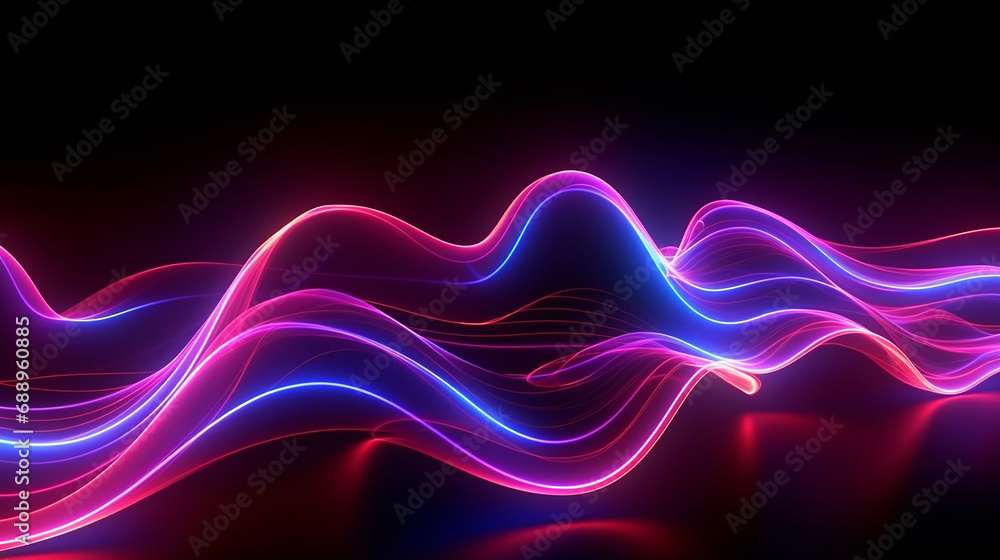 3D render abstract neon background with glowing wavy. Generative AI 3D render abstract neon background with glowing wavy. Generative AI