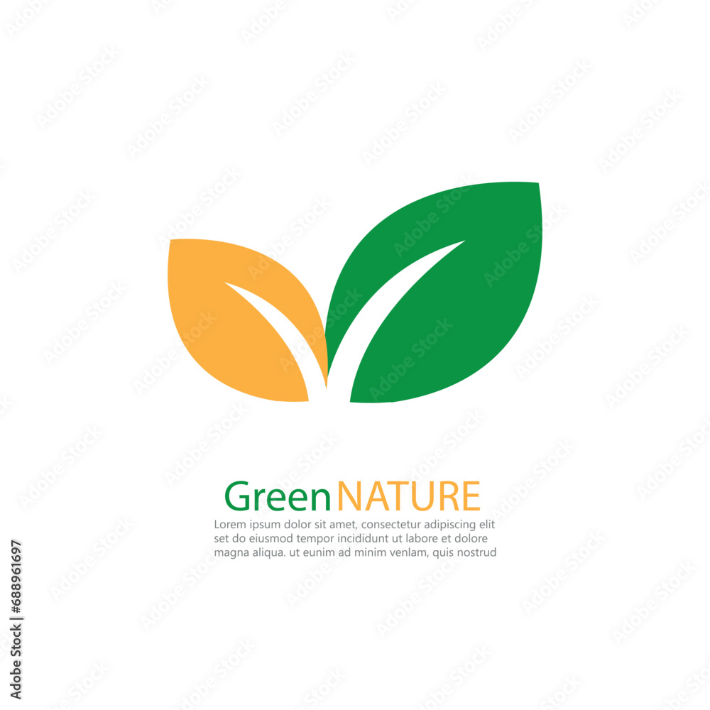 Fototapeta premium Heart leaf logo, healthy heart logo vector design template