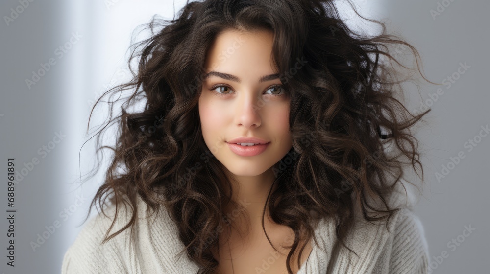Naklejka premium Attractive brunette woman model symbolizing winter