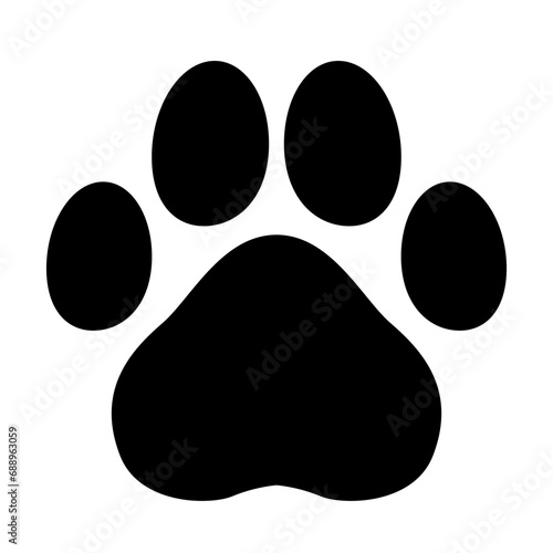 Animal foot print. Black silhouette of a paw print, isolated.