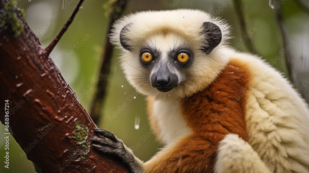 Fototapeta premium Endangered Coquerel's Sifaka, AI Generative.