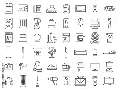 Fotografia Household appliances outline vector icons set 3