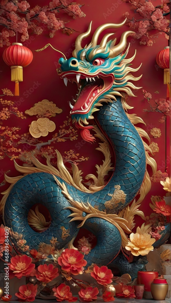 Obraz premium Chinese dragon wallpaper, chinese new year theme