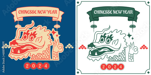 Chinesse New Year -  Classic line Retro photo