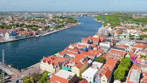 View from Handelskade Punda District Willemstad Curacao looking over to Otrobanda and pontoon bridge photo
