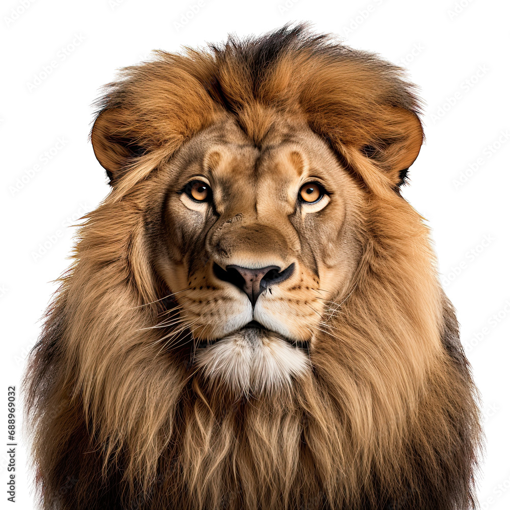 Lion photograph isolated on white background