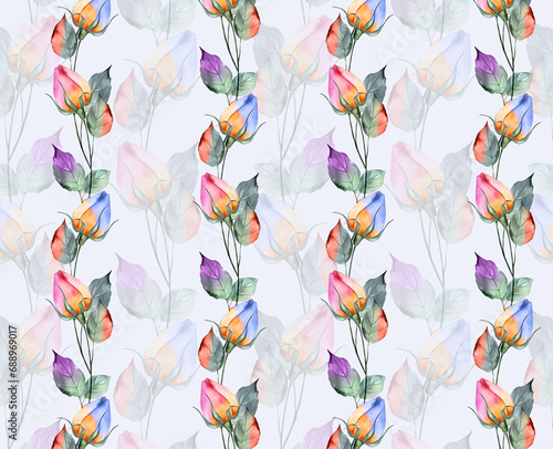 Beautiful Flower Pattern, Floral Seamless Digital Design,Watercolor Textile Allover Abstract Design.Wallpaper On Background