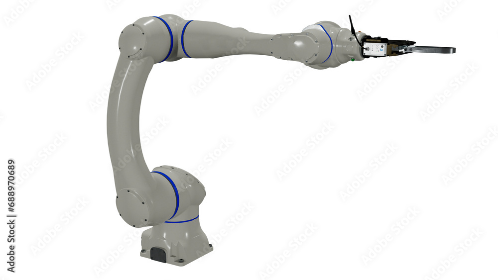 Robotic arm for automated production line on isolated background, alpha channel, png Robotic arm for automated production line on isolated background, alpha channel, png