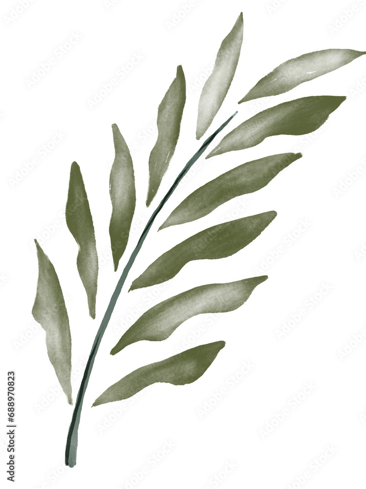 Green Leaf Watercolor Graphic Element