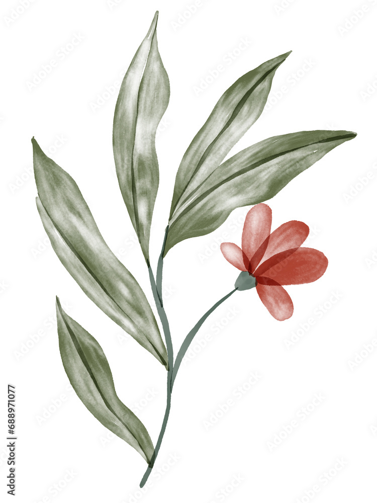 Watercolor Red Flower Graphic Element Watercolor Red Flower Graphic Element