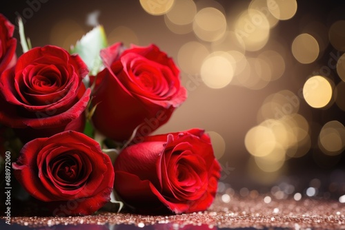 valentine s day celebration with red roses background