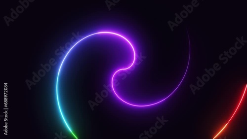 Wallpaper Mural Rainbow colours neon lines animation looped. 4K footage Torontodigital.ca