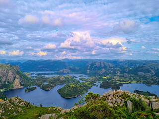 Keuken achterwand Kamperen Panoramic landscape of fjords and mountains from Lifjel, Sandnes, Norway.  © ARTMARKET