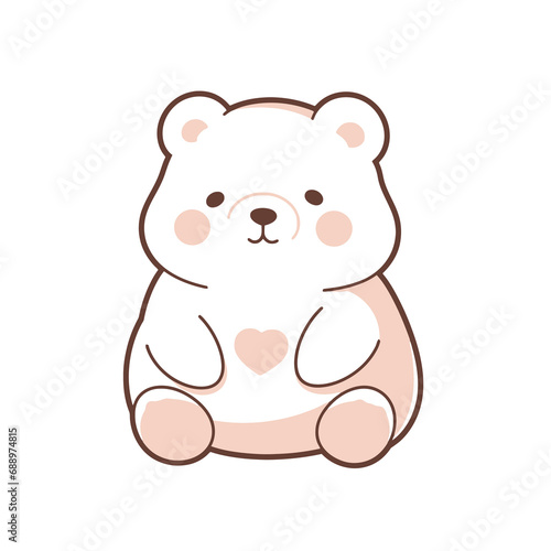 Teddy bear sitting on a white background. Vector illustration. Cartoon style.