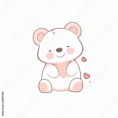 Cute cartoon bear isolated on a white background. Vector illustration.