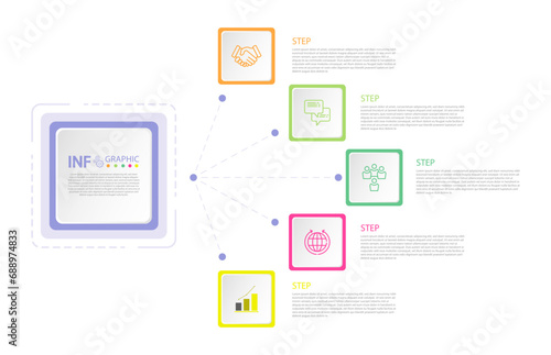 Infographic design 5 steps for diagrams, presentations, workflow layouts, banners, flowcharts, infographics.