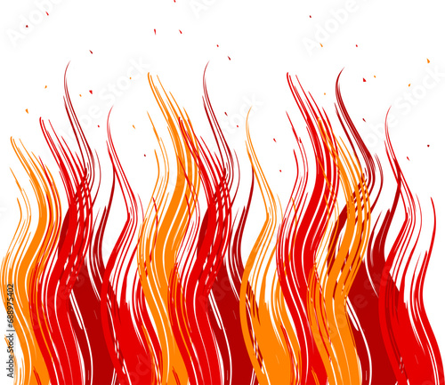 筆で描いた揺れる和風の炎