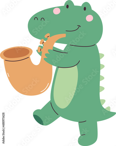 Crocodile Playing Saxophone