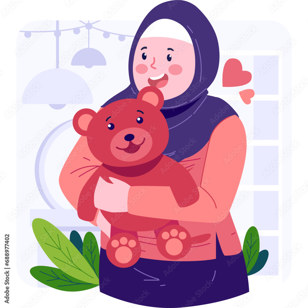Fototapeta premium Muslim Girl Character Illustration