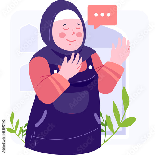 Muslim Girl Character Illustration