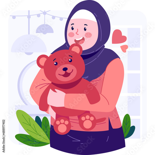 Muslim Girl Character Illustration