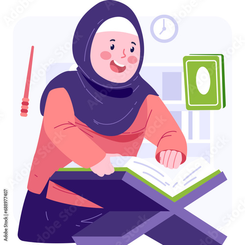 Muslim Girl Character Illustration