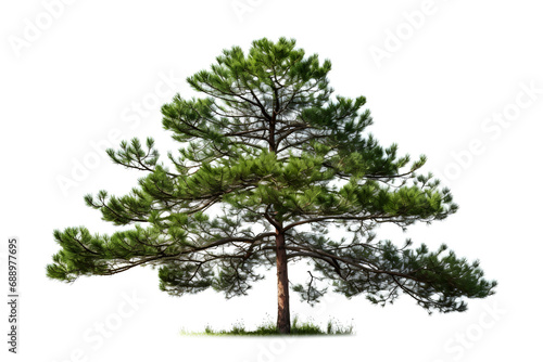Set of photos of pine trees  colorful  big trees  white background  illustrations