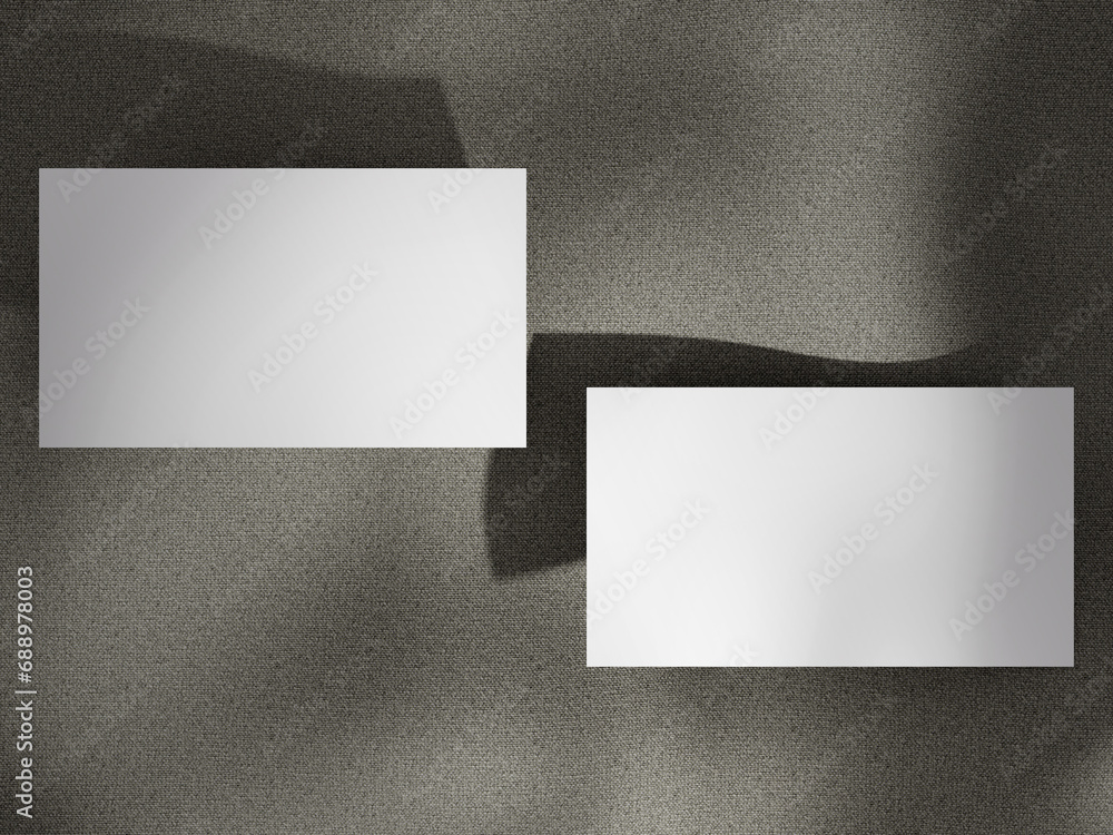 Top view business card mockup with natural shadow light Top view business card mockup with natural shadow light