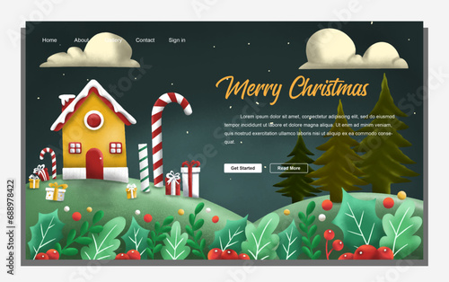 Merry Christmas Banner And Landing Page background. Vector Illustration