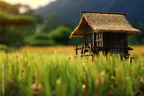 hut in the rice fields