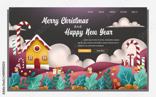 Merry Christmas Banner And Landing Page background. Vector Illustration