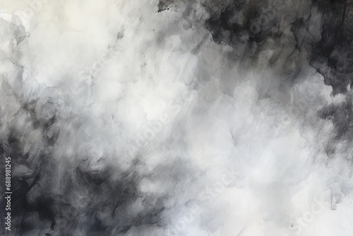 Blurred white smoke on a black background Smoke surface. Created with Ai
