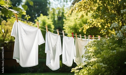 A Serene Display of Freshly Laundered Towels Fluttering in the Breeze