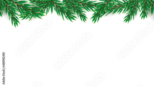 Christmas Background with Christmas branches frame isolated on white background with copy space for text, illustration Vector EPS 10