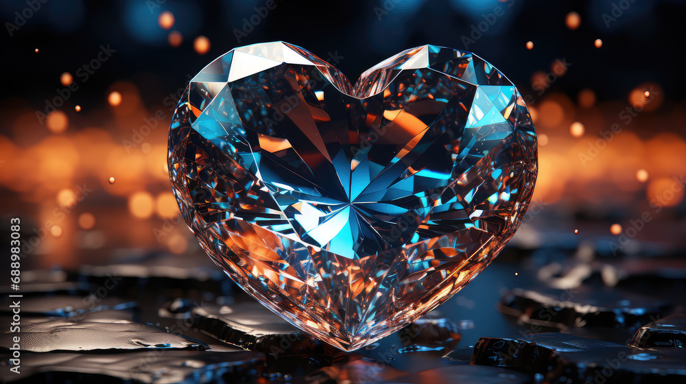 Romantic jewelry concept featuring a heart diamond and glitter stars. Perfect for conveying love and celebrating special occasions with a touch of luxury and glamour. Romantic jewelry concept featuring a heart diamond and glitter stars. Perfect for conveying love and celebrating special occasions with a touch of luxury and glamour.