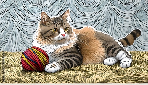 Kitten playing with a ball