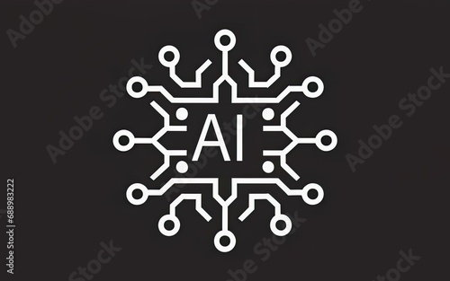 Artificial intelligence AI processor chip icon symbol with Generative AI.