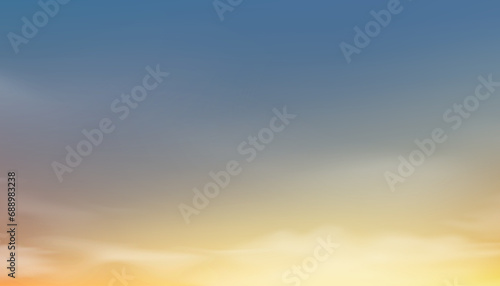 Sky Blue Cloud Background,Horizon Clear Spring Sky by the beach,Vector beautiful landscape nature yellow sunrise in morning,Backdrop Banner Summer panorama orange sunset sky,clouds over sea in evening © Anchalee
