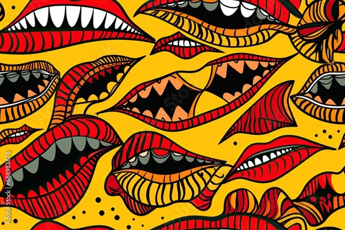 Mouth latin american seamless pattern 