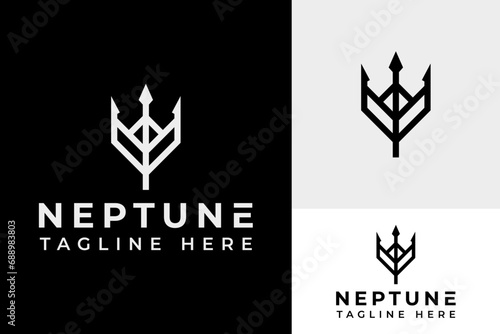 Simple Trident Spear Neptune Weapon Myth Logo Design Branding Template